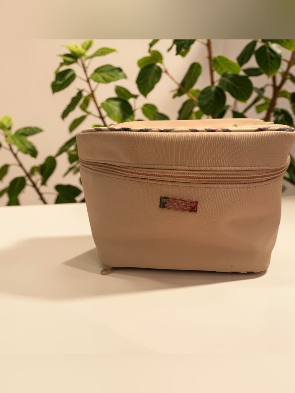 Burberry Beige Cosmetic Pouch Travel Bag